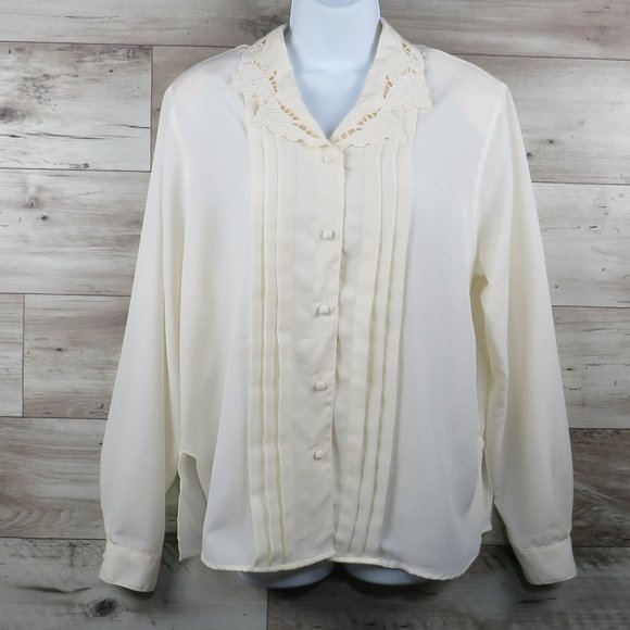 Karen Scott* Women's‎ Long Sleeve Button Down Curved Split Side Blouse~ Size 16 - Picture 1 of 10